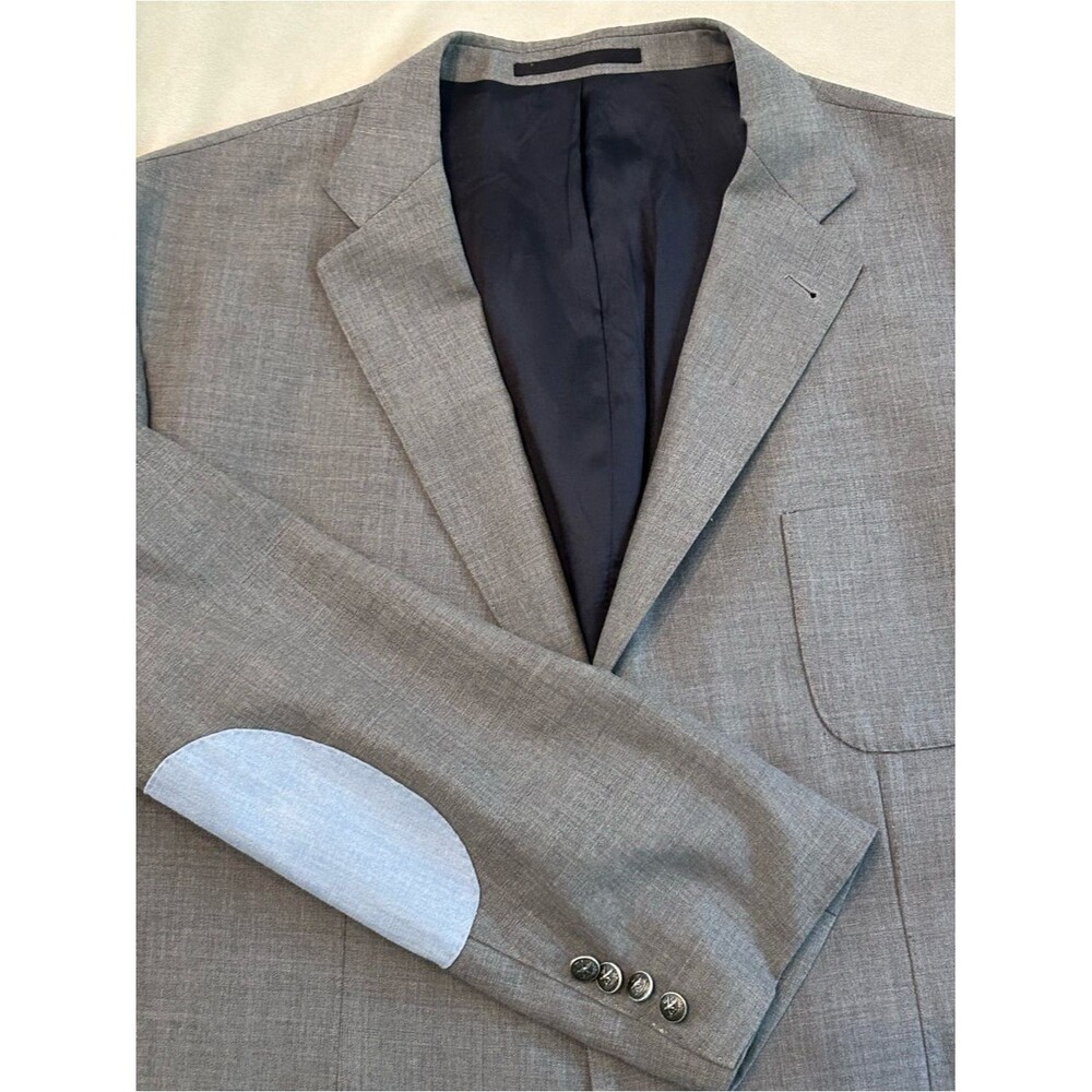 Faconnable Mens Wool Blazer Jacket Size 62 Gray Sport Coat Crest Buttons Italy